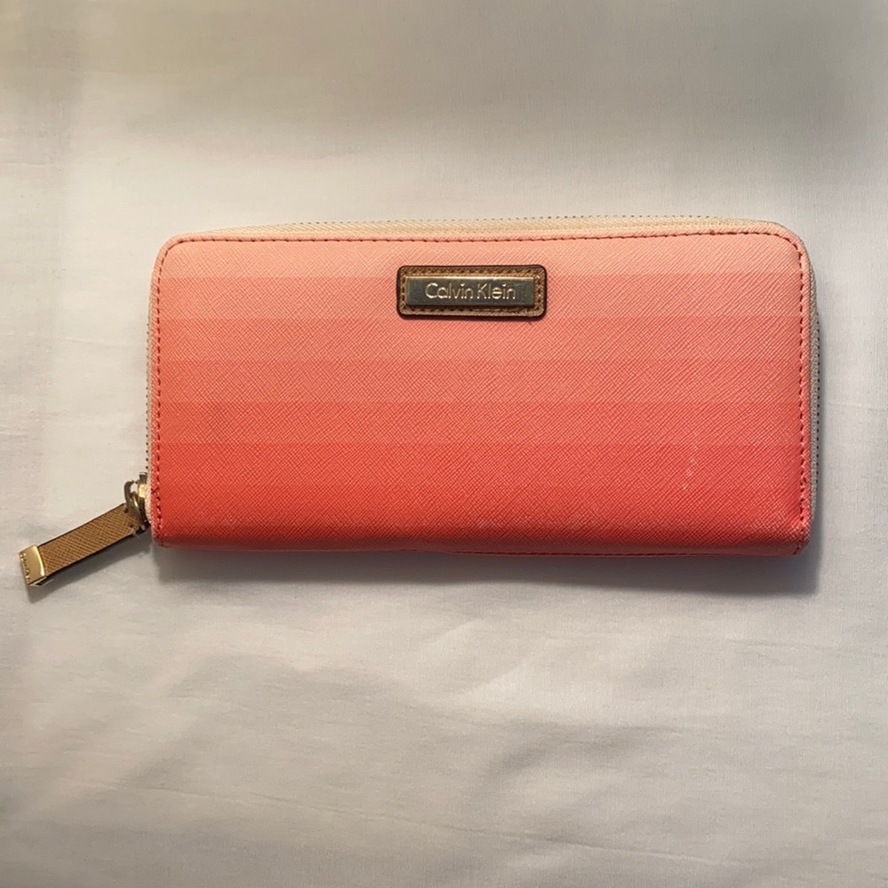 Coral Ombré Calvin Klein Zip Wallet